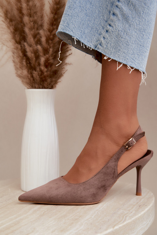 Czekolado Cassy faux suede sandals with thin heels in khaki