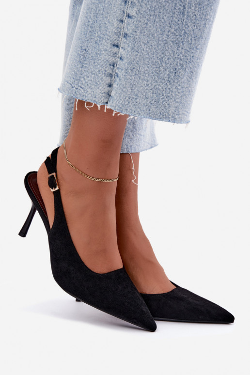 Czekolado Cassy faux suede sandals with thin heels in black
