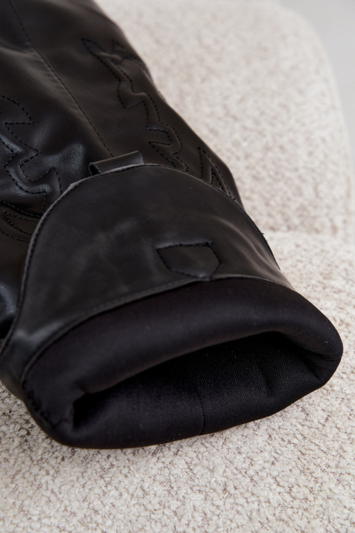 cowboy-style knee-high boots with heels and stitched choleika in black Terise