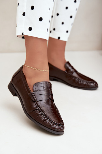women's moccasins with ruffles and embossed in chocolate Dalmy 2