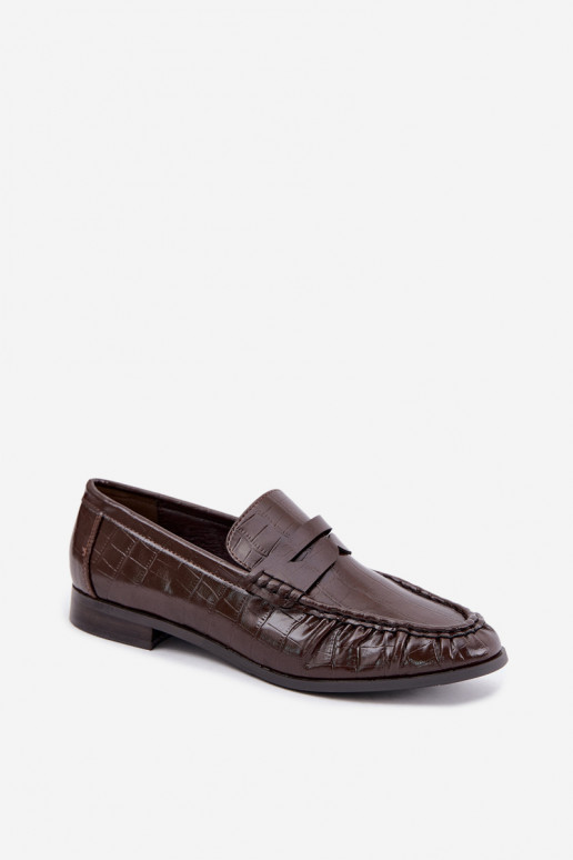 women's moccasins with ruffles and embossed in chocolate Dalmy