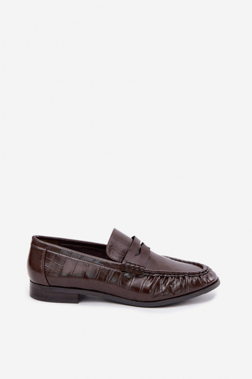 women's moccasins with ruffles and embossed in chocolate Dalmy