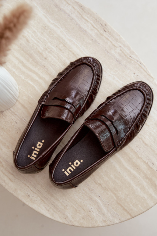 women's moccasins with ruffles and embossed in chocolate Dalmy
