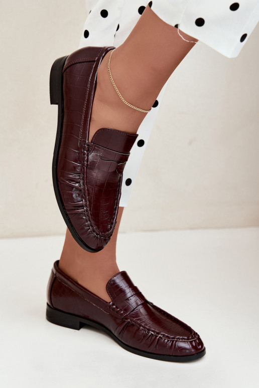 women's moccasins with ruffles and embossed in burgundy Dalmy