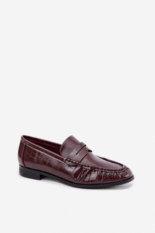 women's moccasins with ruffles and embossed in burgundy Dalmy
