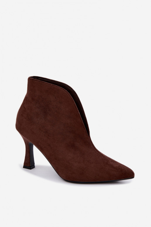 women's ankle boots with cutouts and heels in chocolate Jelya