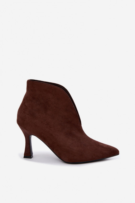 women's ankle boots with cutouts and heels in chocolate Jelya