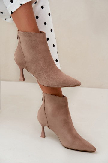 women's insulated ankle boots with heels in sand Elsya
