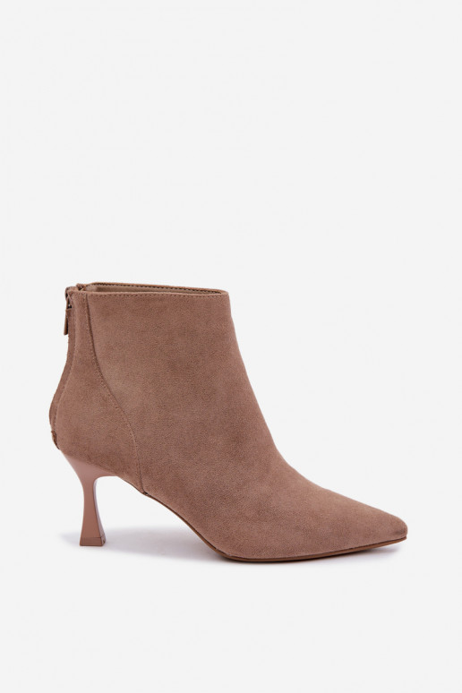 women's insulated ankle boots with heels in sand Elsya