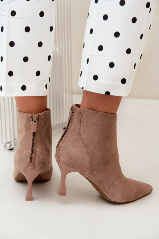 women's insulated ankle boots with heels in sand Elsya