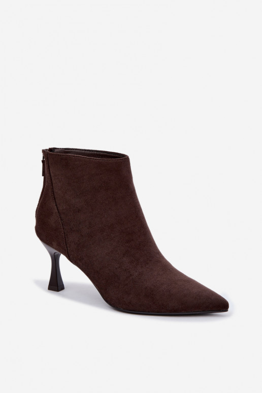 women's insulated ankle boots with heels in chocolate Elsya