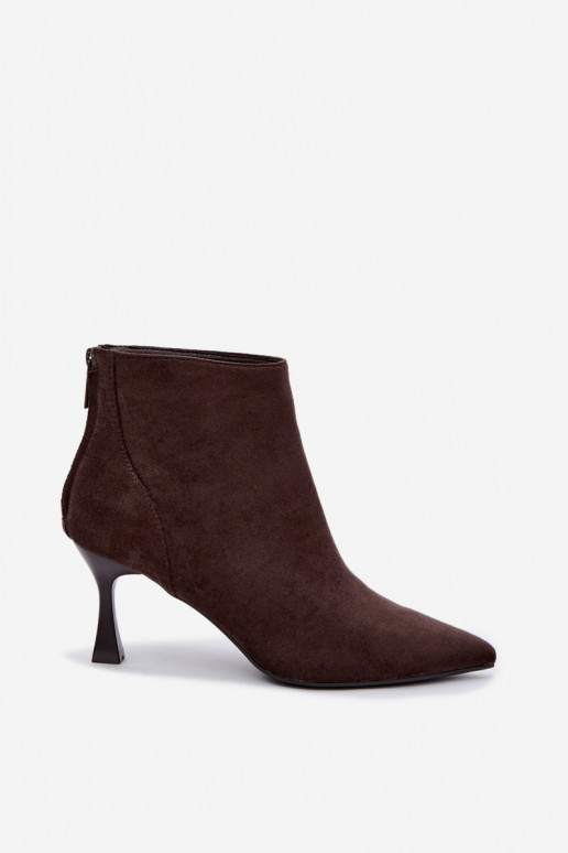 women's insulated ankle boots with heels in chocolate Elsya