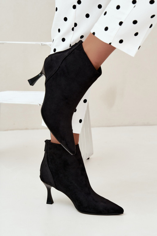 women's insulated ankle boots with heels in black Elsya