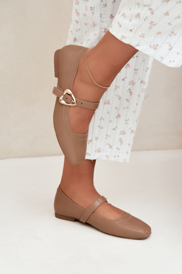ballet flats with buckles and hearts in sand Relsa