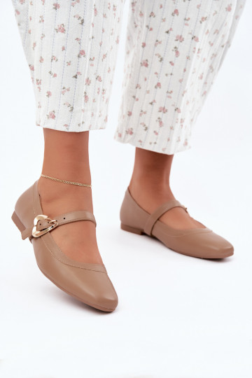 ballet flats with buckles and hearts in sand Relsa 2