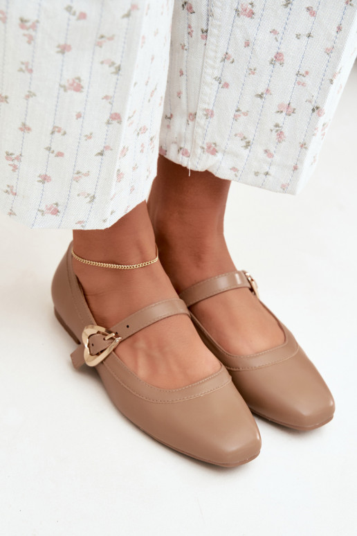 ballet flats with buckles and hearts in sand Relsa