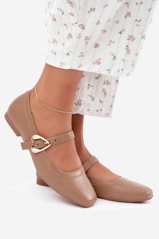ballet flats with buckles and hearts in sand Relsa