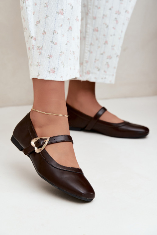 ballet flats with buckles and hearts in chocolate Relsa