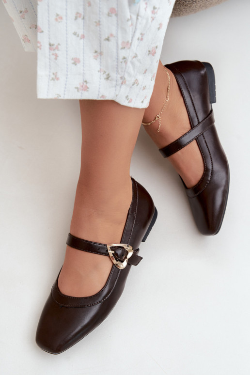 ballet flats with buckles and hearts in chocolate Relsa
