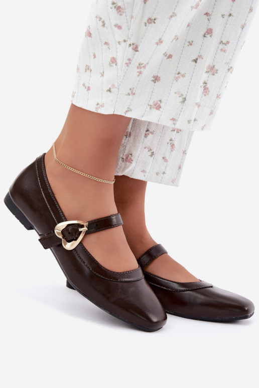 ballet flats with buckles and hearts in chocolate Relsa