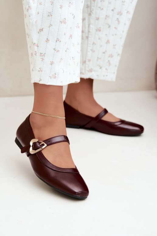 ballet flats with buckles and hearts in burgundy Relsa