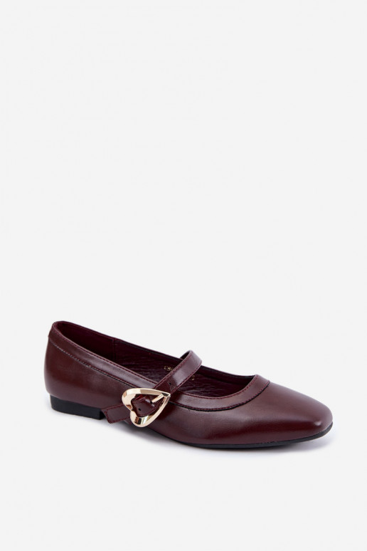 ballet flats with buckles and hearts in burgundy Relsa