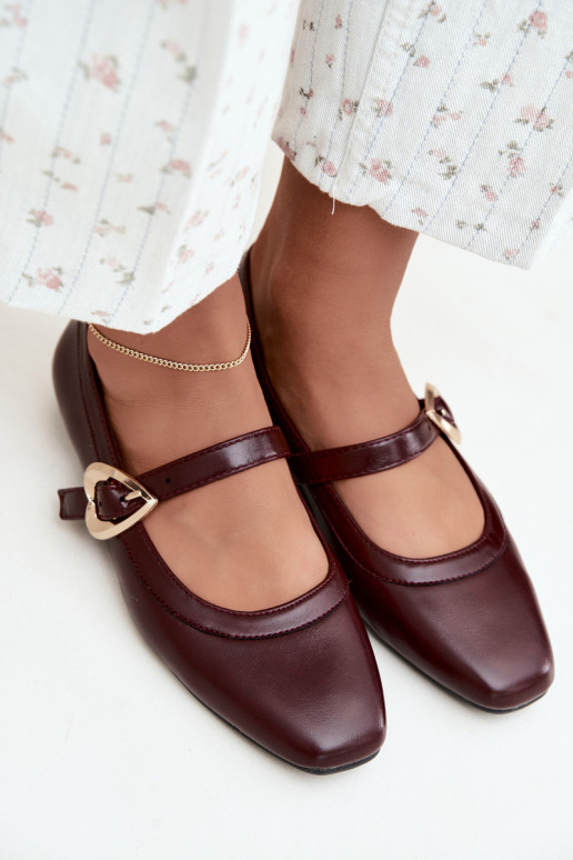 ballet flats with buckles and hearts in burgundy Relsa