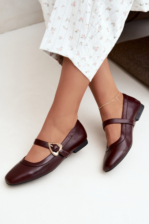 ballet flats with buckles and hearts in burgundy Relsa