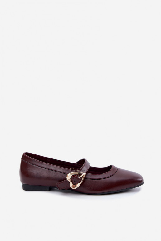 ballet flats with buckles and hearts in burgundy Relsa