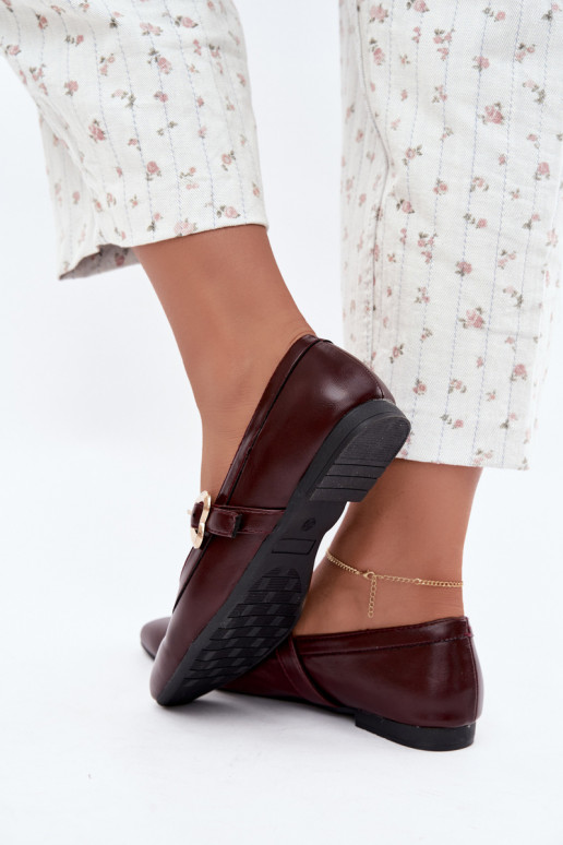 ballet flats with buckles and hearts in burgundy Relsa