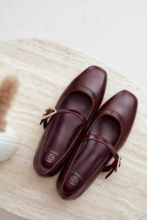 ballet flats with buckles and hearts in burgundy Relsa