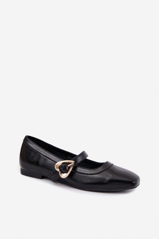 ballet flats with buckles and hearts in black Relsa