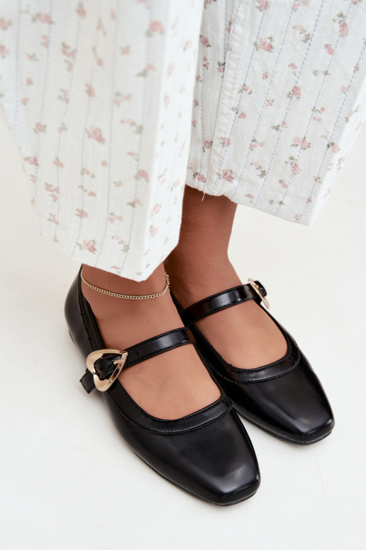 ballet flats with buckles and hearts in black Relsa