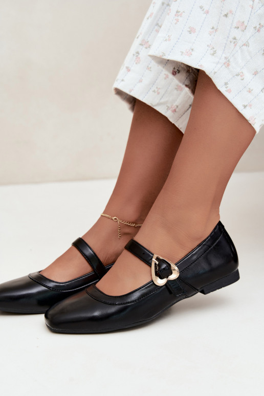 ballet flats with buckles and hearts in black Relsa