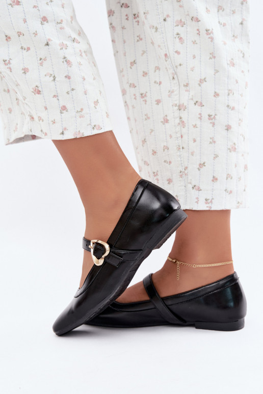 ballet flats with buckles and hearts in black Relsa