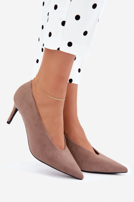 zamszowe buty damskie w kolorze piaskowym Brenya