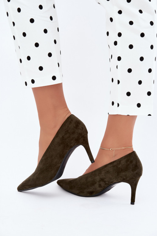 zamszowe buty damskie w kolorze khaki Brenya