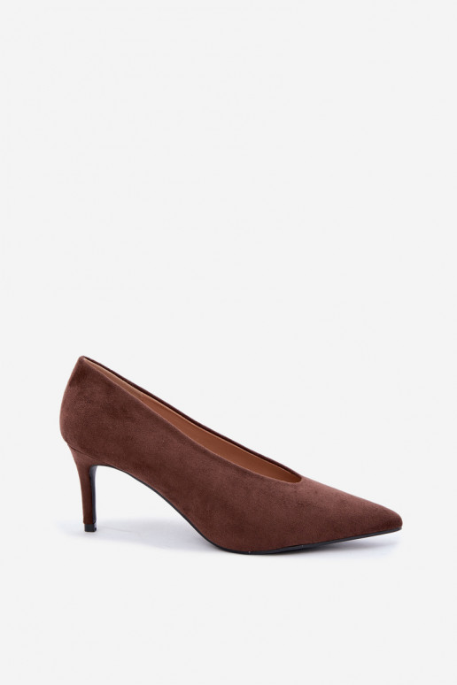 zamszowe buty damskie w kolorze czekoladowym Brenya