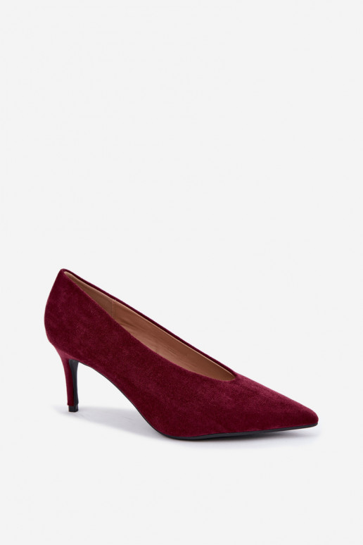 zamszowe buty damskie w kolorze bordowym Brenya