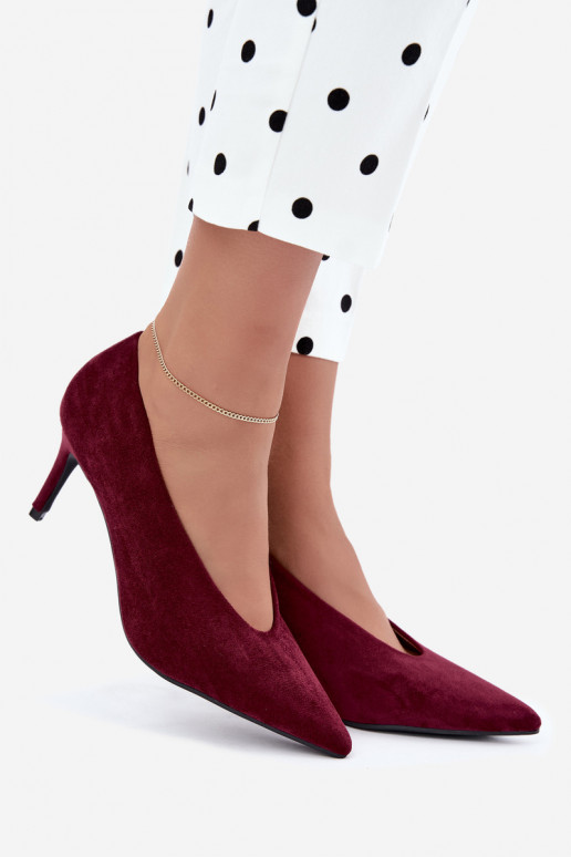 zamszowe buty damskie w kolorze bordowym Brenya