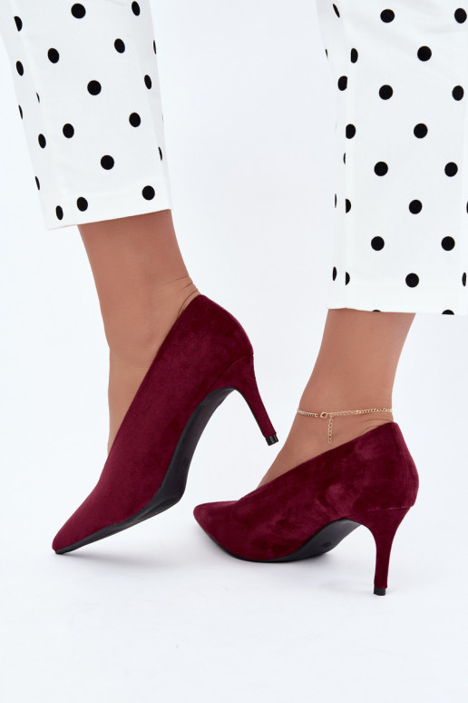 zamszowe buty damskie w kolorze bordowym Brenya