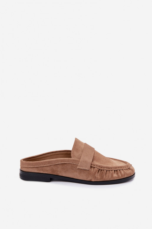 women's loafers with open heel in sand color Parella