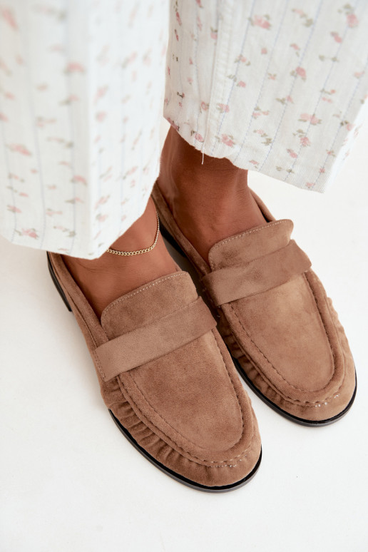 women's loafers with open heel in sand color Parella