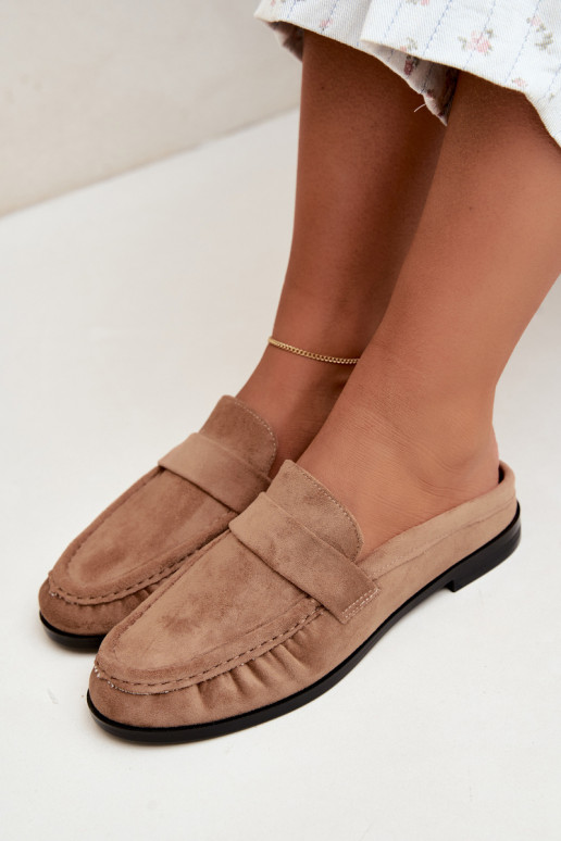 women's loafers with open heel in sand color Parella