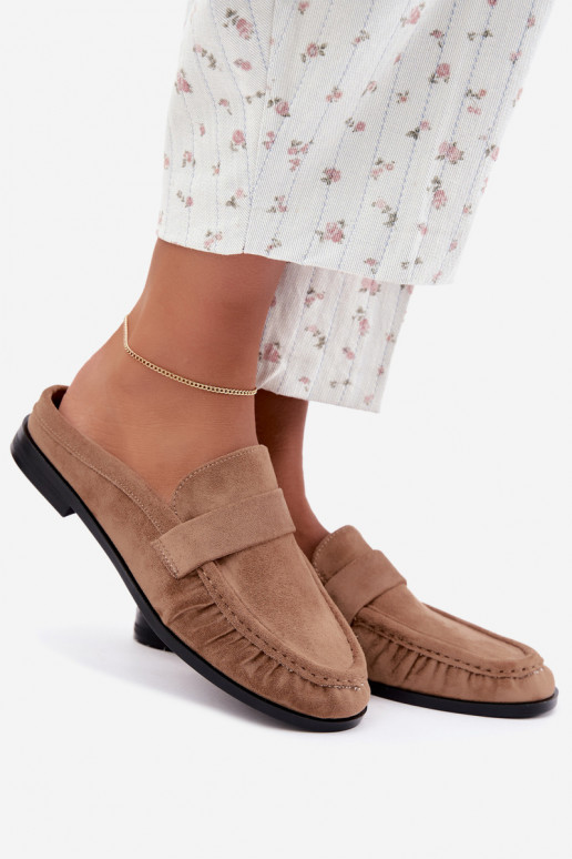 women's loafers with open heel in sand color Parella