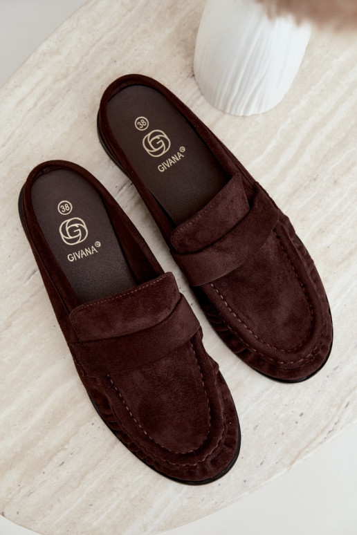 women's loafers with open heel in brown color Parella