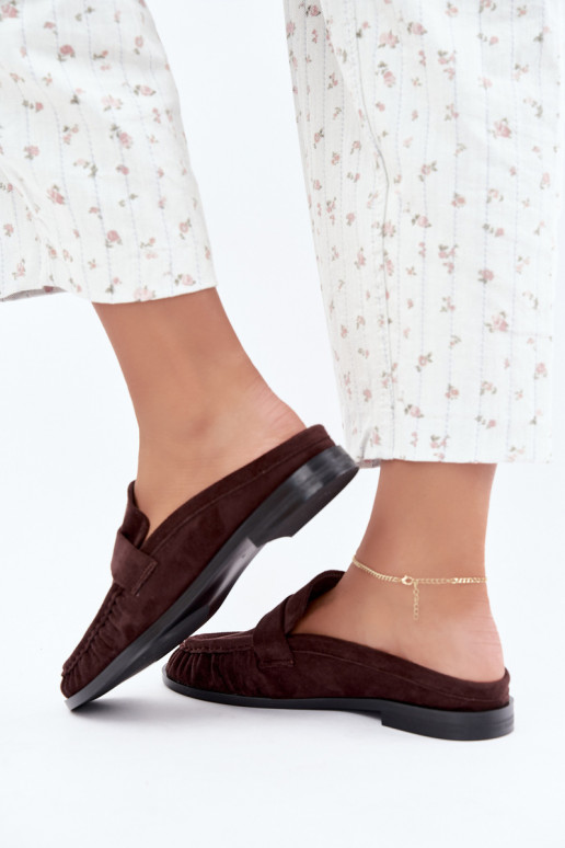 women's loafers with open heel in brown color Parella