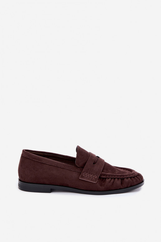 women's loafers with ruffles in brown color Cayen