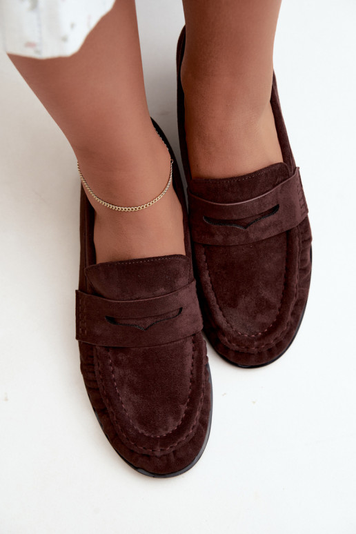 women's loafers with ruffles in brown color Cayen