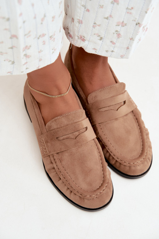 women's loafers with ruffles in sand color Cayen